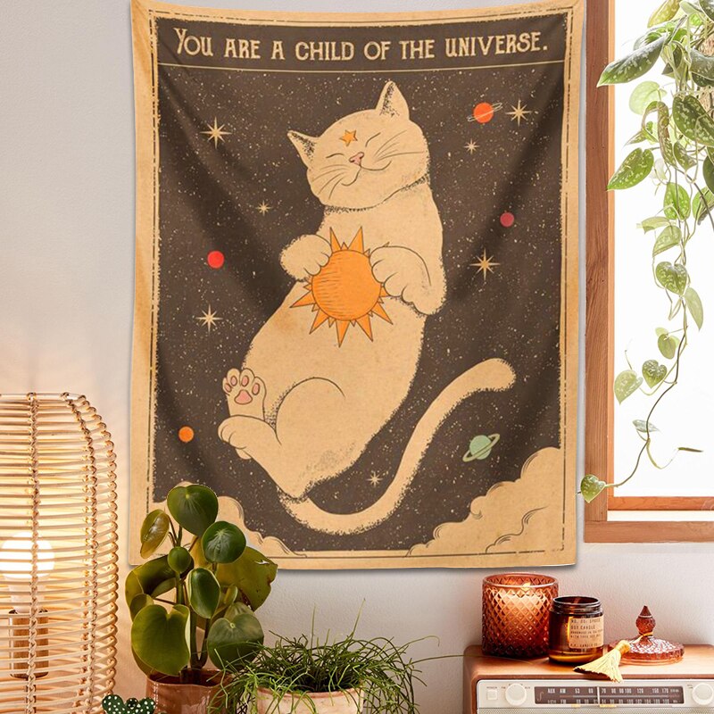 Molissa™ Witchcraft, Sun & Moon Tarot Cat Tapestry