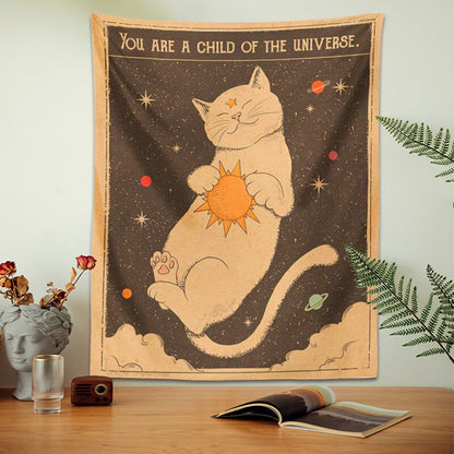 Molissa™ Witchcraft, Sun & Moon Tarot Cat Tapestry